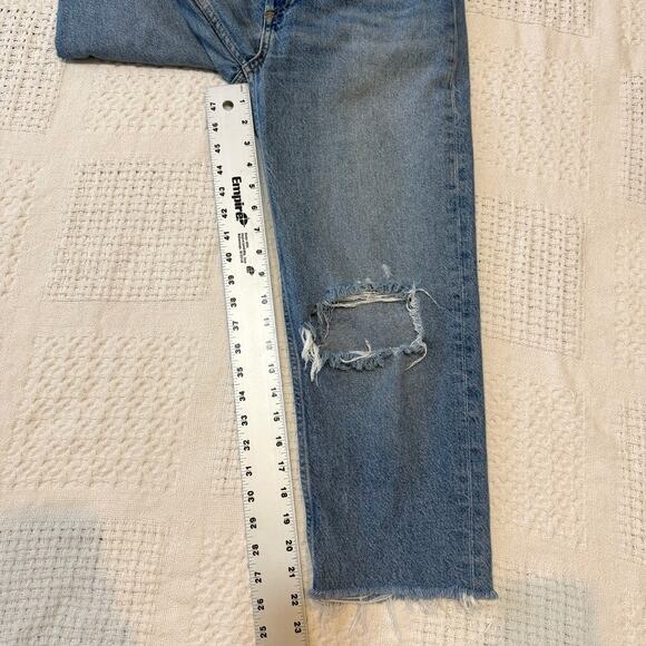 We the Free People 27 tapered cropped distressed button fly jean J2 2728 - Picture 2 of 12